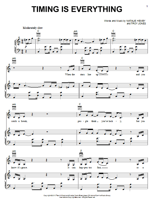 Learn to play Trace Adkins Timing Is Everything sheet music for Piano, Vocal & Guitar Chords (Right-Hand Melody) in minutes. Price: 7.8900$ Trace Adkins Timing Is Everything sheet music notes and chords arranged for Piano, Vocal & Guitar Chords (Right-Hand Melody)
