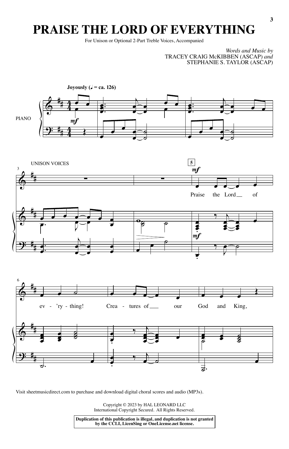 Tracey Craig McKibben and Stephanie S. Taylor Praise The Lord Of Everything sheet music notes and chords. Download Printable PDF.