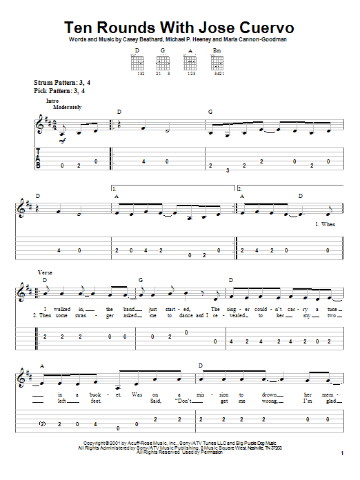 Tracy Byrd Ten Rounds With Jose Cuervo sheet music notes and chords. Download Printable PDF.