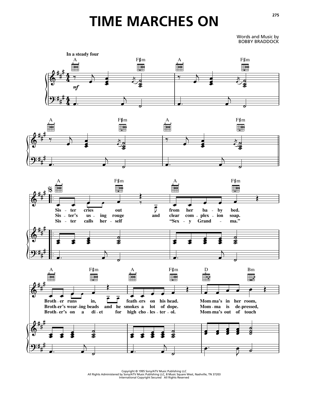 Tracy Lawrence Time Marches On sheet music notes and chords arranged for Real Book – Melody, Lyrics & Chords