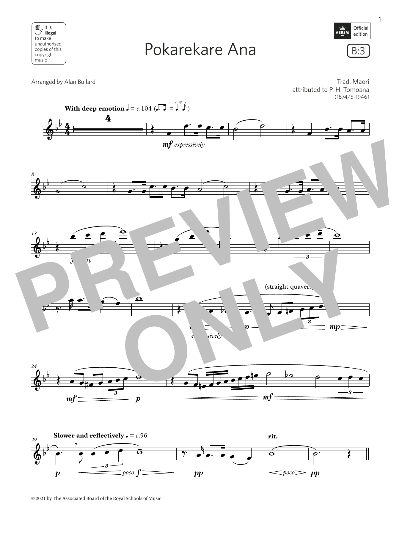 Trad. Maori Pokarekare Ana (Grade 3 List B3 from the ABRSM Flute syllabus from 2022) sheet music notes and chords arranged for Flute Solo