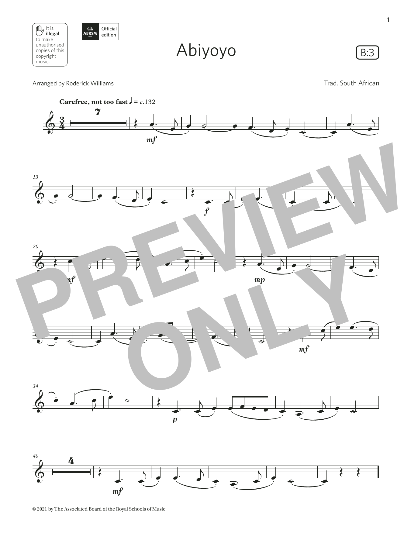 Trad. South African Abiyoyo (Grade 2 List B3 from the ABRSM Clarinet syllabus from 2022) sheet music notes and chords arranged for Clarinet Solo