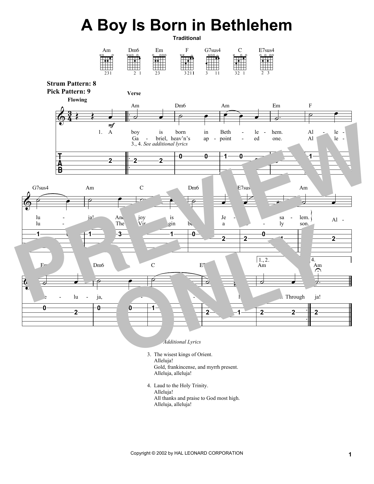 Traditional A Boy Is Born In Bethlehem sheet music notes and chords. Download Printable PDF.