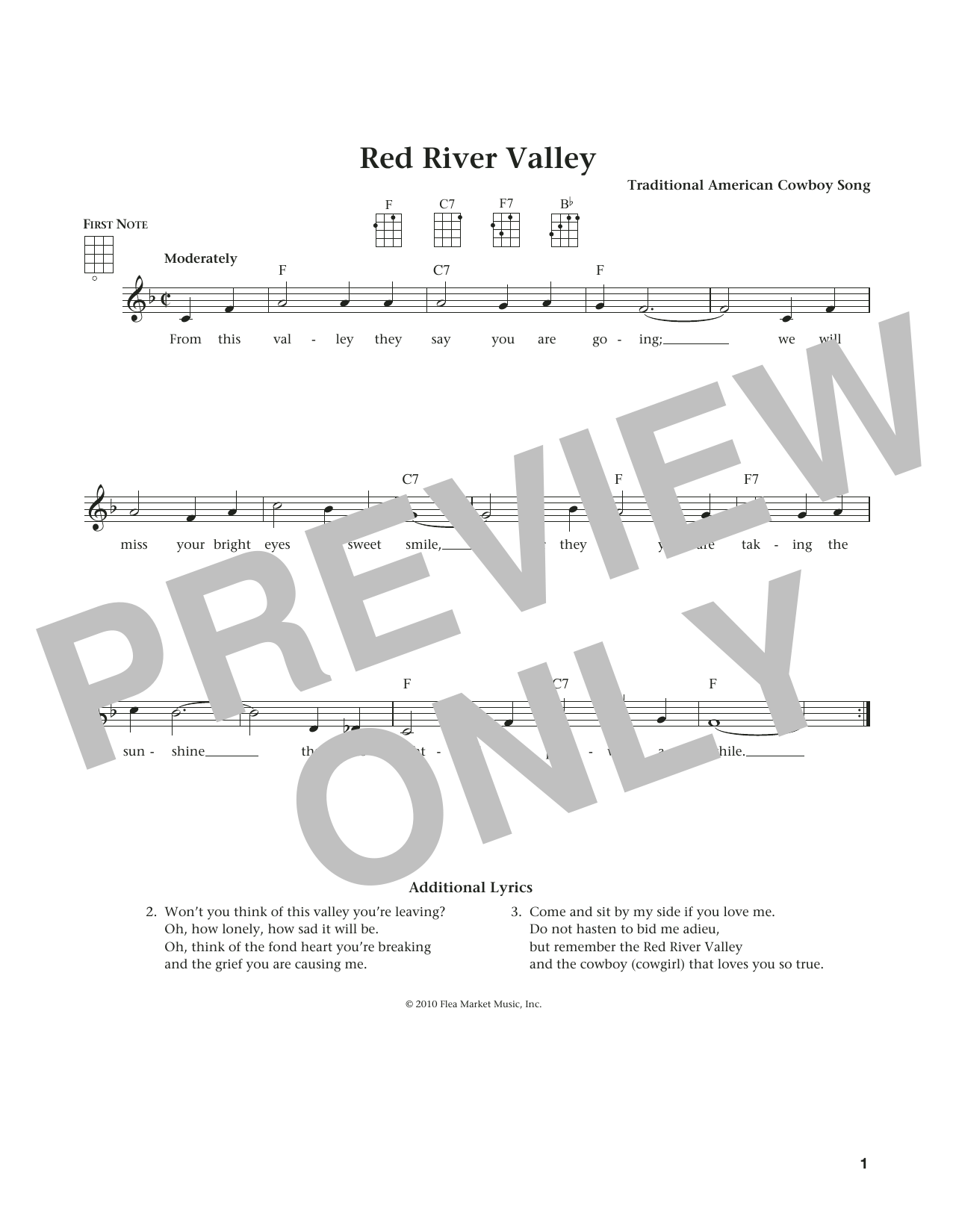 Traditional American Cowboy So The Red River Valley (from The Daily Ukulele) (arr. Liz and Jim Beloff) sheet music notes and chords. Download Printable PDF.