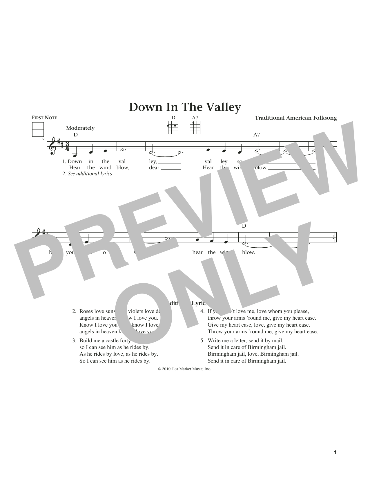 Traditional American Folksong Down In The Valley (from The Daily Ukulele) (arr. Liz and Jim Beloff) sheet music notes and chords. Download Printable PDF.