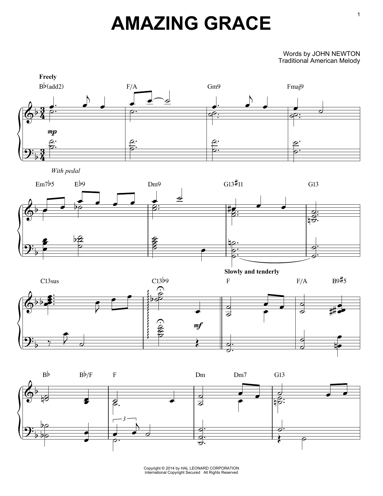 Traditional American Melody Amazing Grace [Jazz version] sheet music notes and chords. Download Printable PDF.