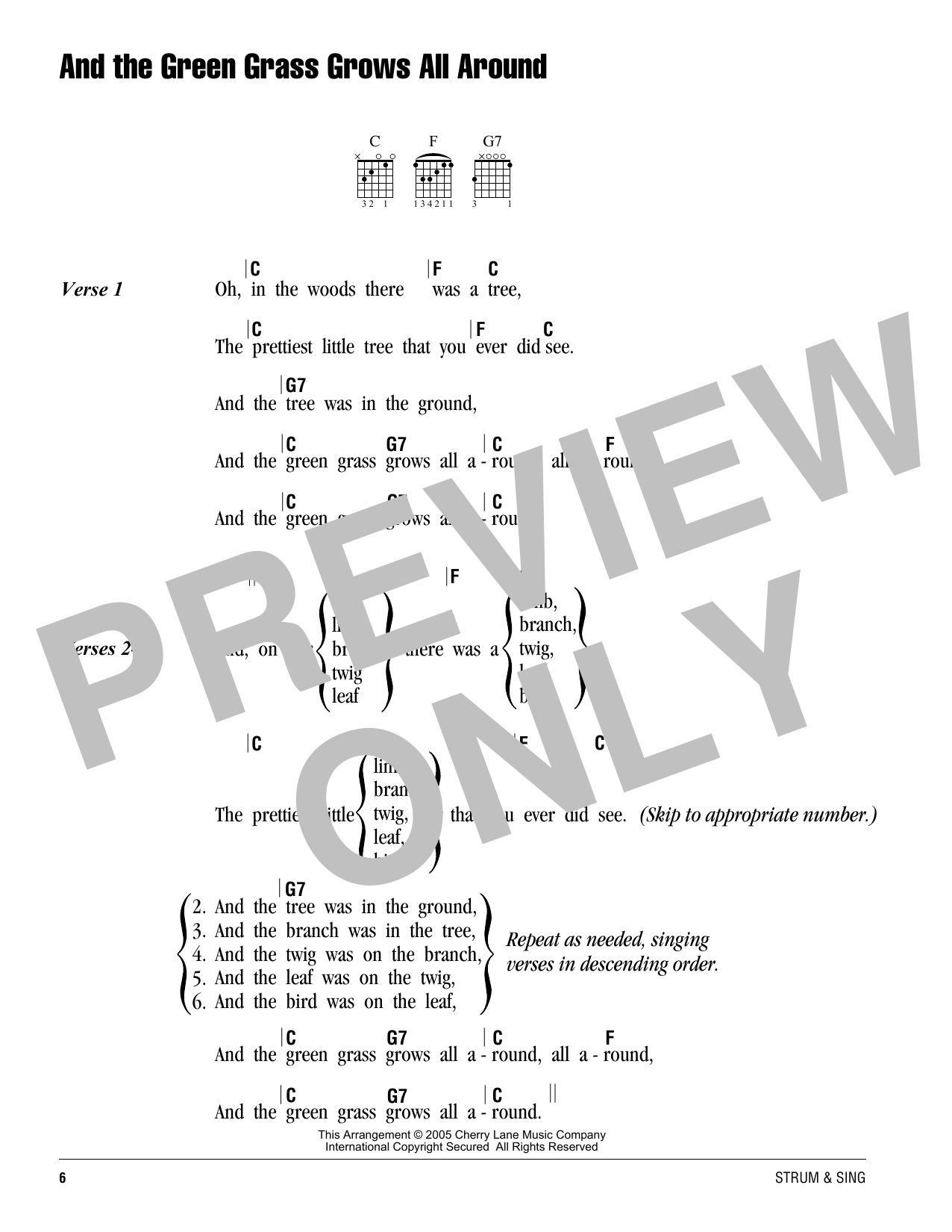 Traditional And The Green Grass Grows All Around sheet music notes and chords. Download Printable PDF.