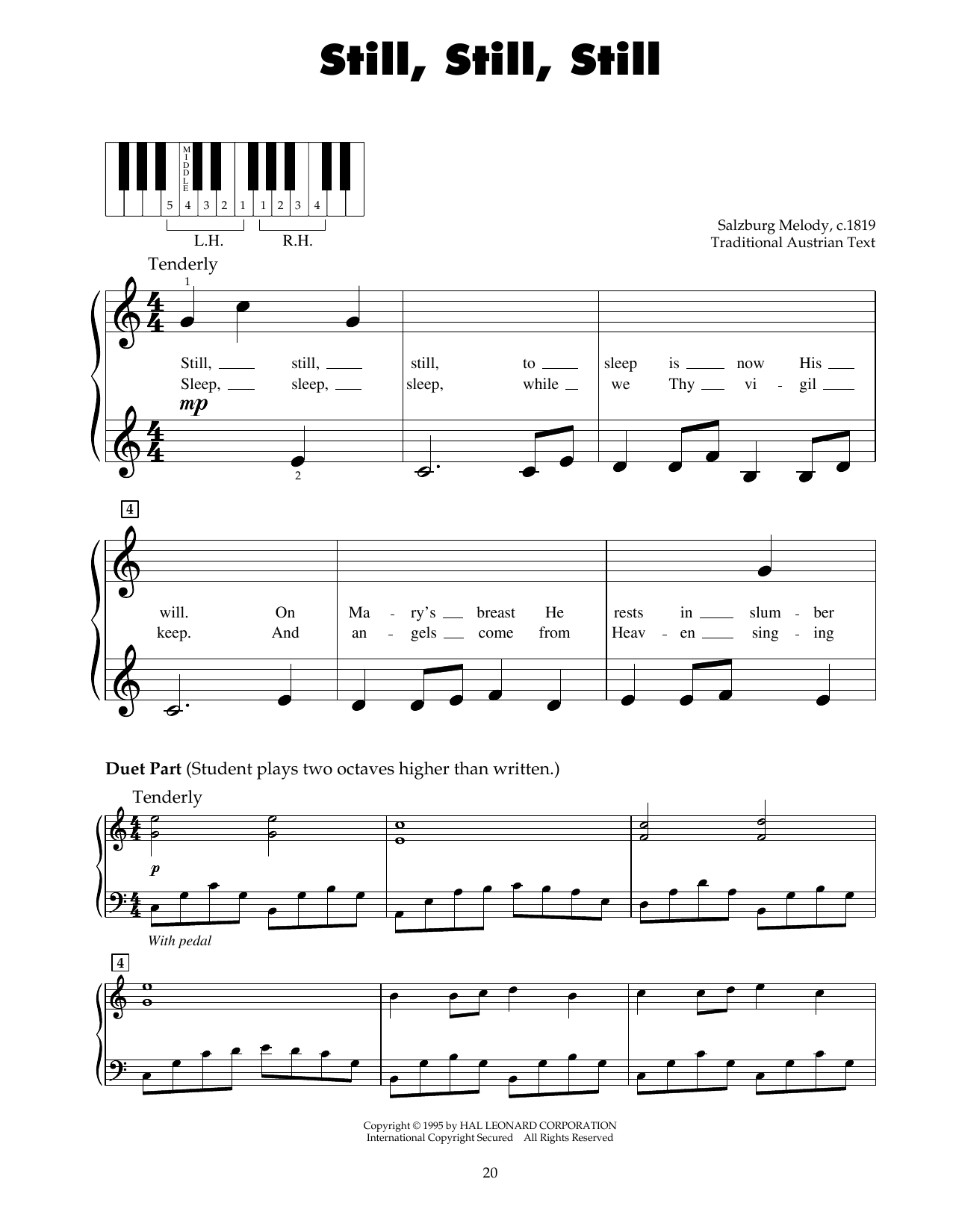 Traditional Still, Still, Still sheet music notes and chords. Download Printable PDF.