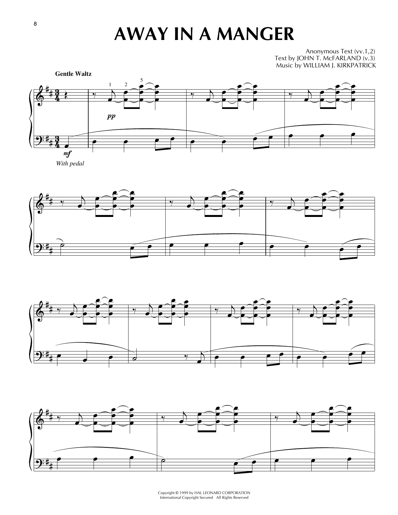 Traditional Away In A Manger [Jazz version] (arr. Frank Mantooth) sheet music notes and chords arranged for Piano Solo