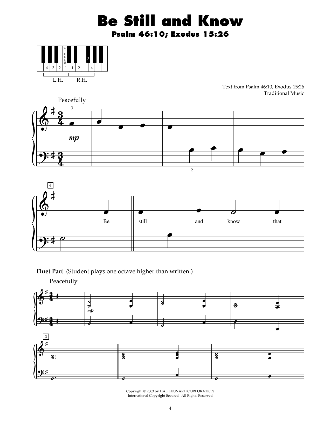 Traditional Be Still And Know sheet music notes and chords. Download Printable PDF.