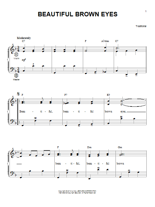 Gary Meisner Beautiful Brown Eyes sheet music notes and chords. Download Printable PDF.