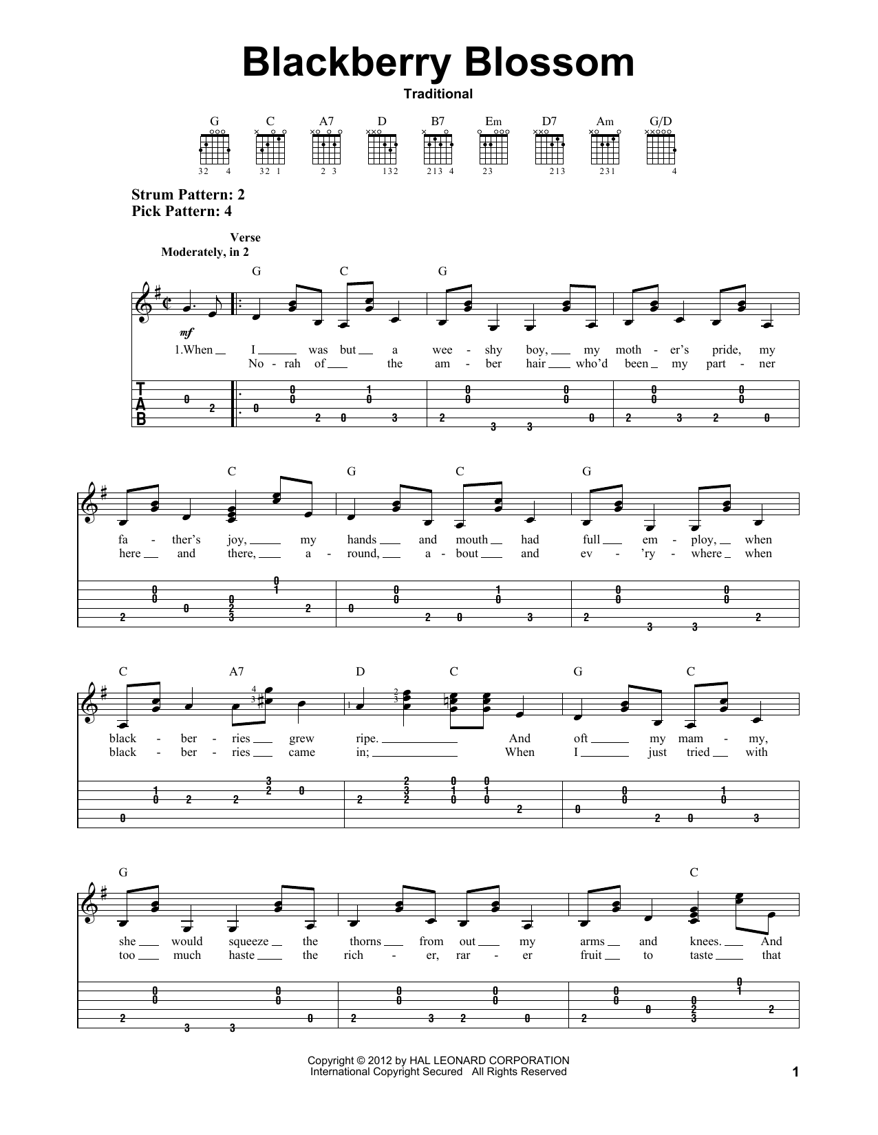 Traditional Blackberry Blossom sheet music notes and chords. Download Printable PDF.