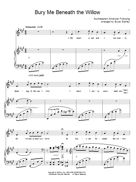 Traditional Bury Me Beneath The Willow sheet music notes and chords. Download Printable PDF.
