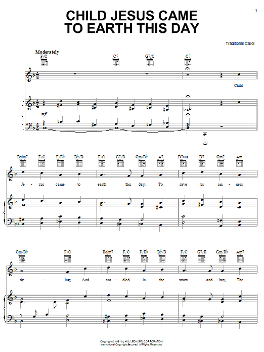 Learn to play Traditional Carol Child Jesus Came To Earth This Day sheet music for Ukulele in minutes. Price: 5.9900$ Traditional Carol Child Jesus Came To Earth This Day sheet music notes and chords arranged for Ukulele