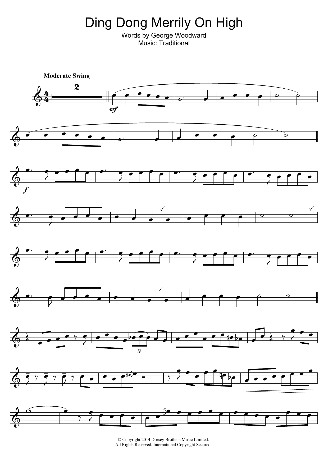 Christmas Carol Ding Dong! Merrily On High sheet music notes and chords. Download Printable PDF.