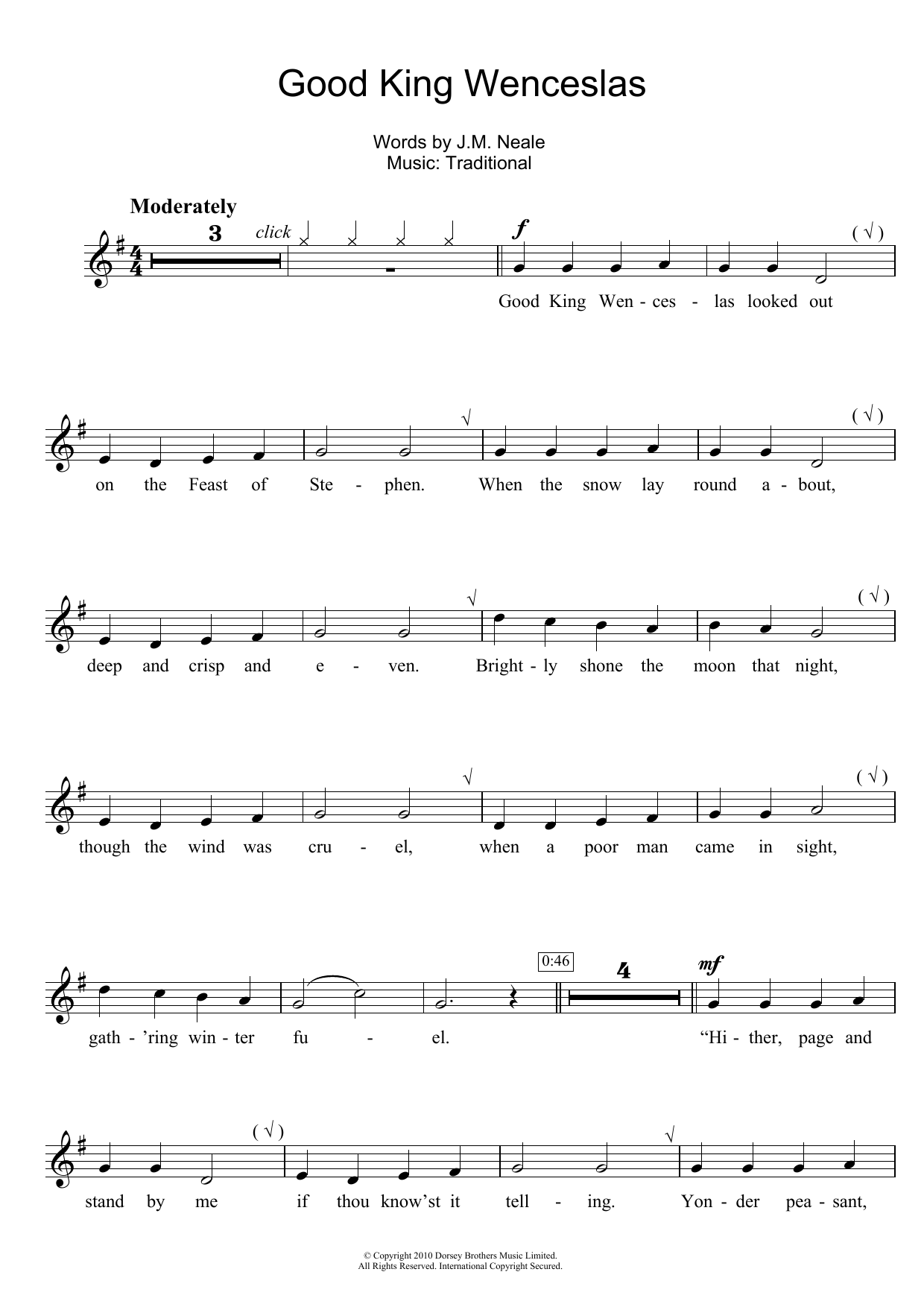 Christmas Carol Good King Wenceslas sheet music notes and chords. Download Printable PDF.