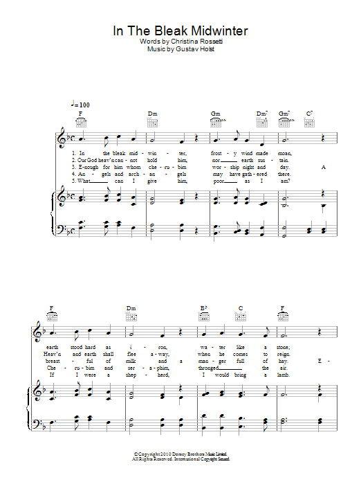 Traditional Carol In The Bleak Midwinter sheet music notes and chords. Download Printable PDF.