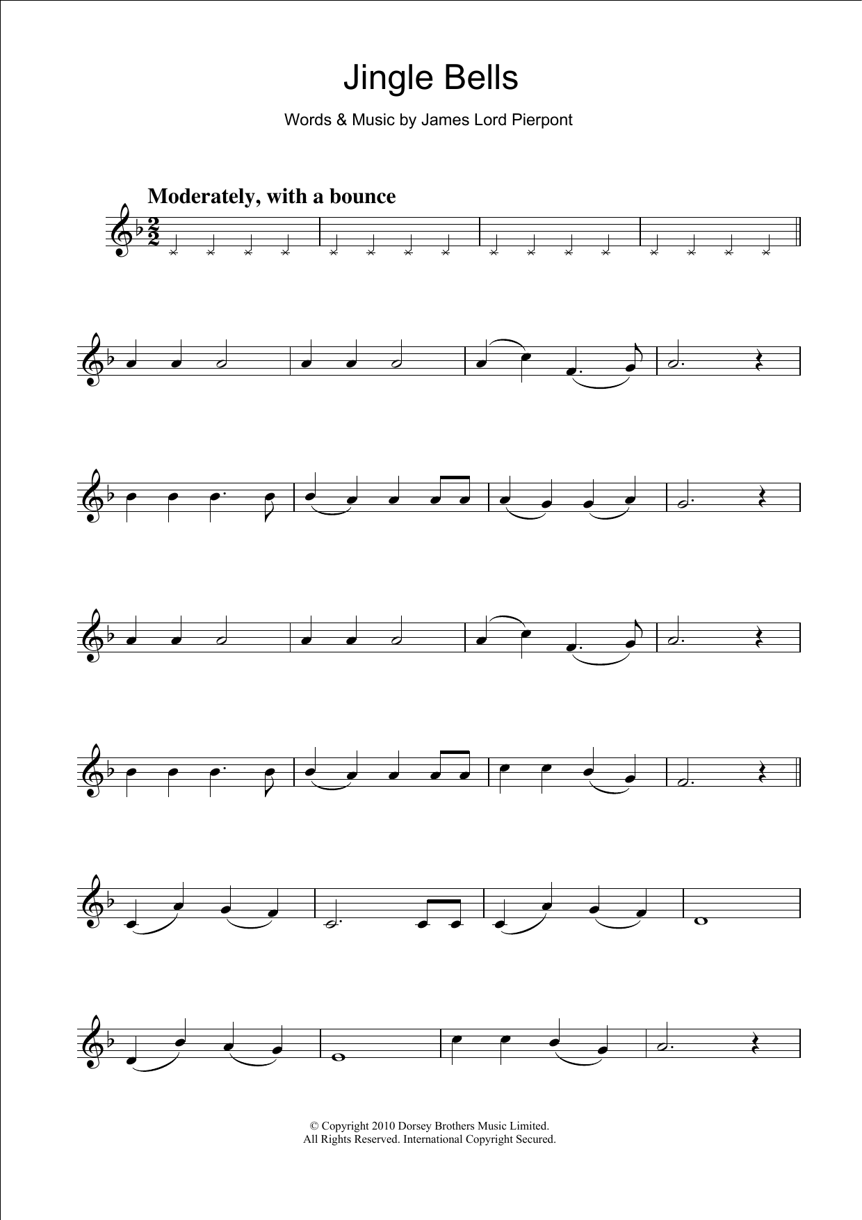 J. Pierpont Jingle Bells sheet music notes and chords. Download Printable PDF.