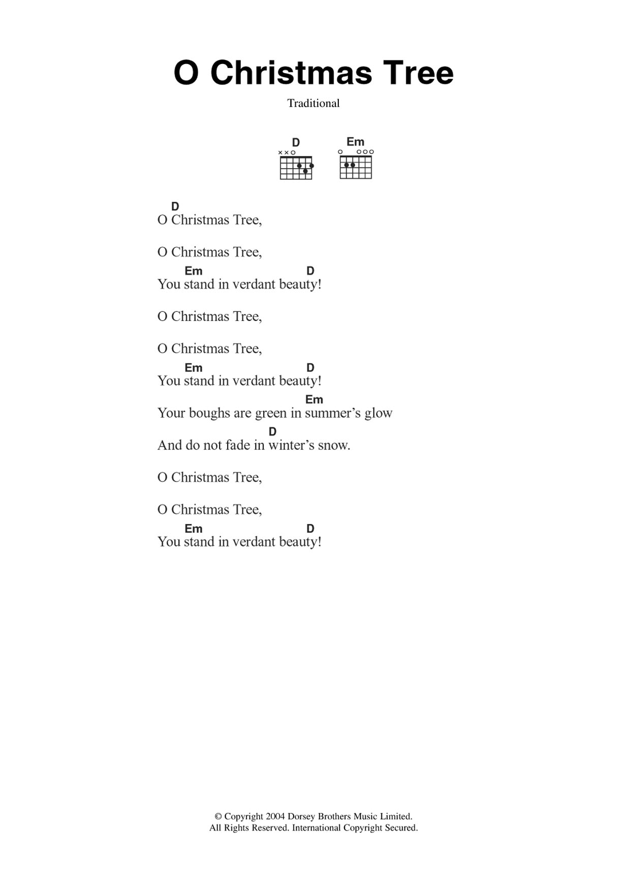 Christmas Carol O Christmas Tree (O Tannenbaum) sheet music notes and chords. Download Printable PDF.