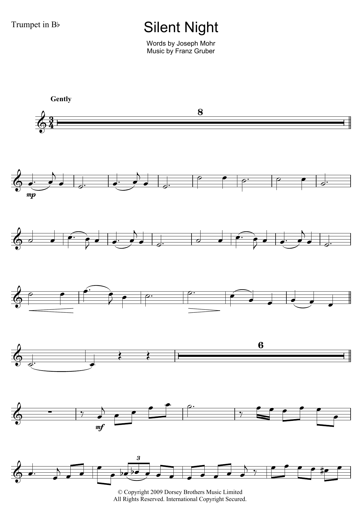 Franz Gruber Silent Night sheet music notes and chords arranged for Clarinet Solo