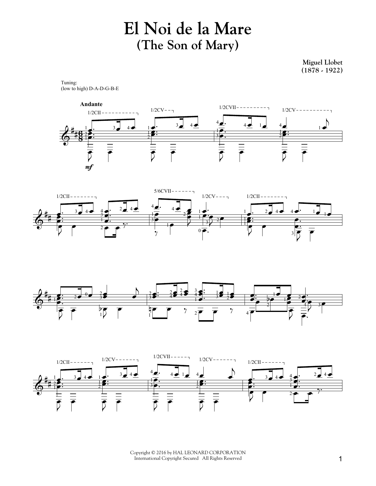 Traditional Carol El Noi De La Mare (The Son Of Mary) sheet music notes and chords. Download Printable PDF.