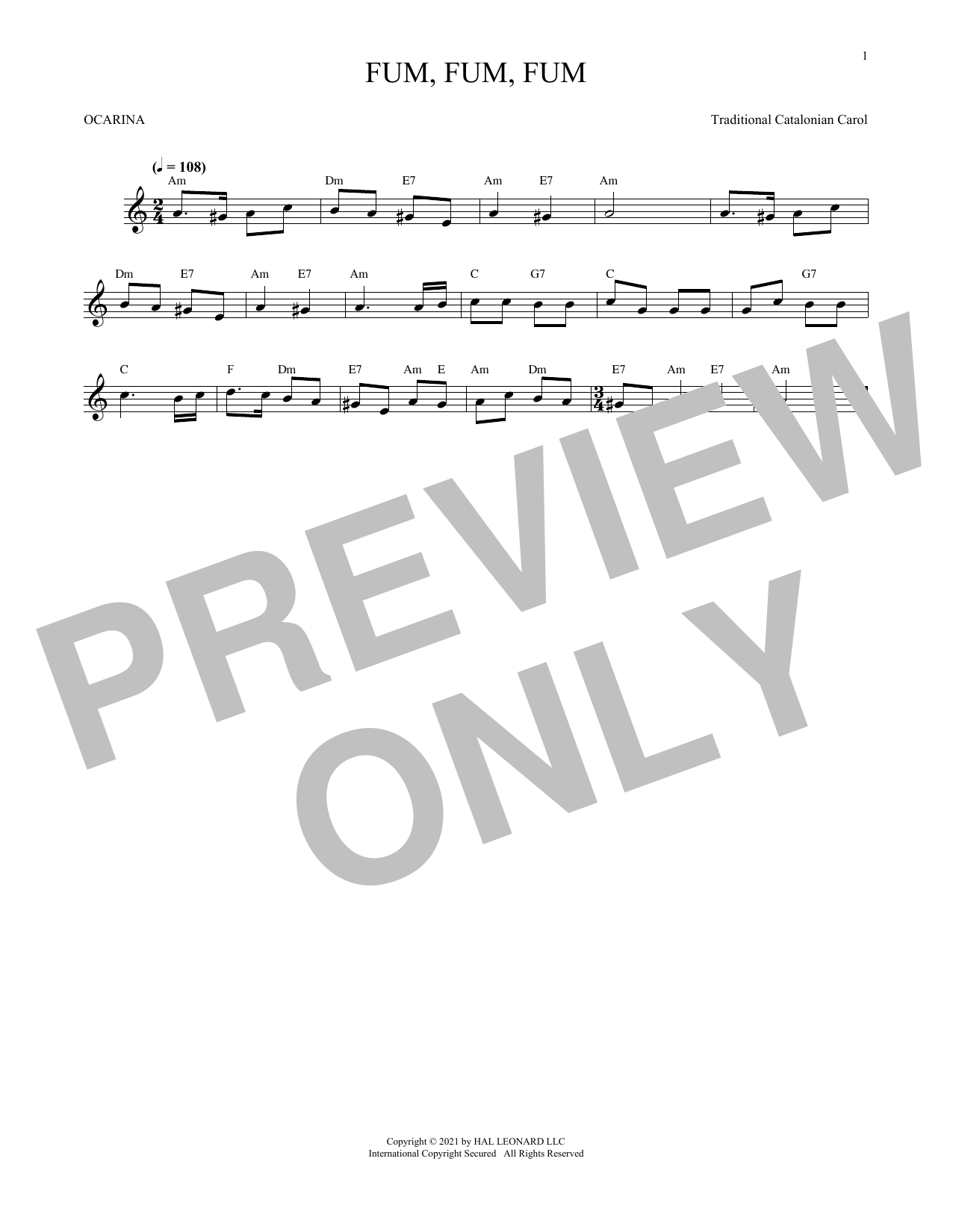 Learn to play Traditional Catalonian Carol Fum, Fum, Fum (arr. Cris Gale) sheet music for Ocarina in minutes. Price: 6.9900$ Traditional Catalonian Carol Fum, Fum, Fum (arr. Cris Gale) sheet music notes and chords arranged for Ocarina