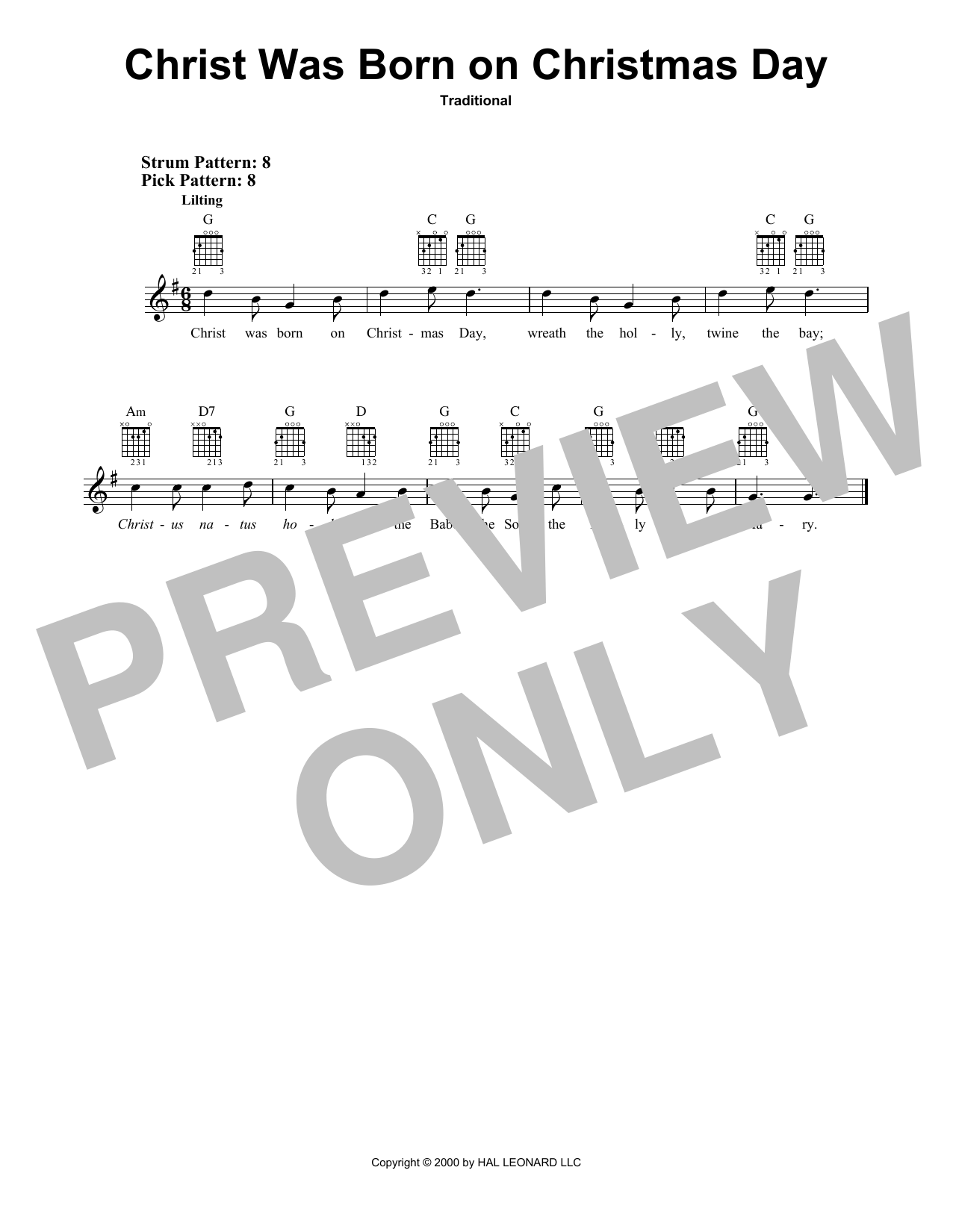 Traditional Christ Was Born On Christmas Day sheet music notes and chords. Download Printable PDF.