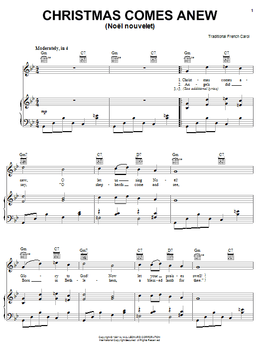 Traditional Christmas Comes Anew sheet music notes and chords. Download Printable PDF.