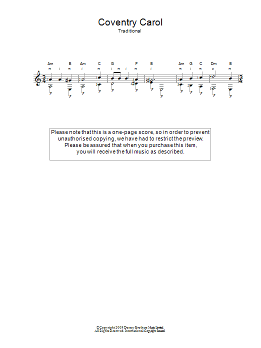 Christmas Carol Coventry Carol sheet music notes and chords arranged for Lead Sheet / Fake Book