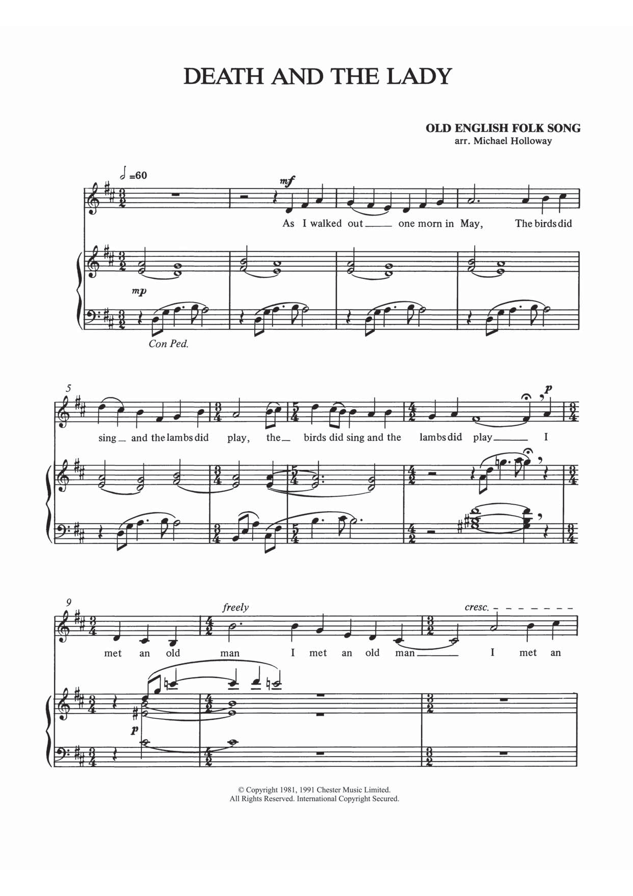 Traditional Death And The Lady sheet music notes and chords. Download Printable PDF.