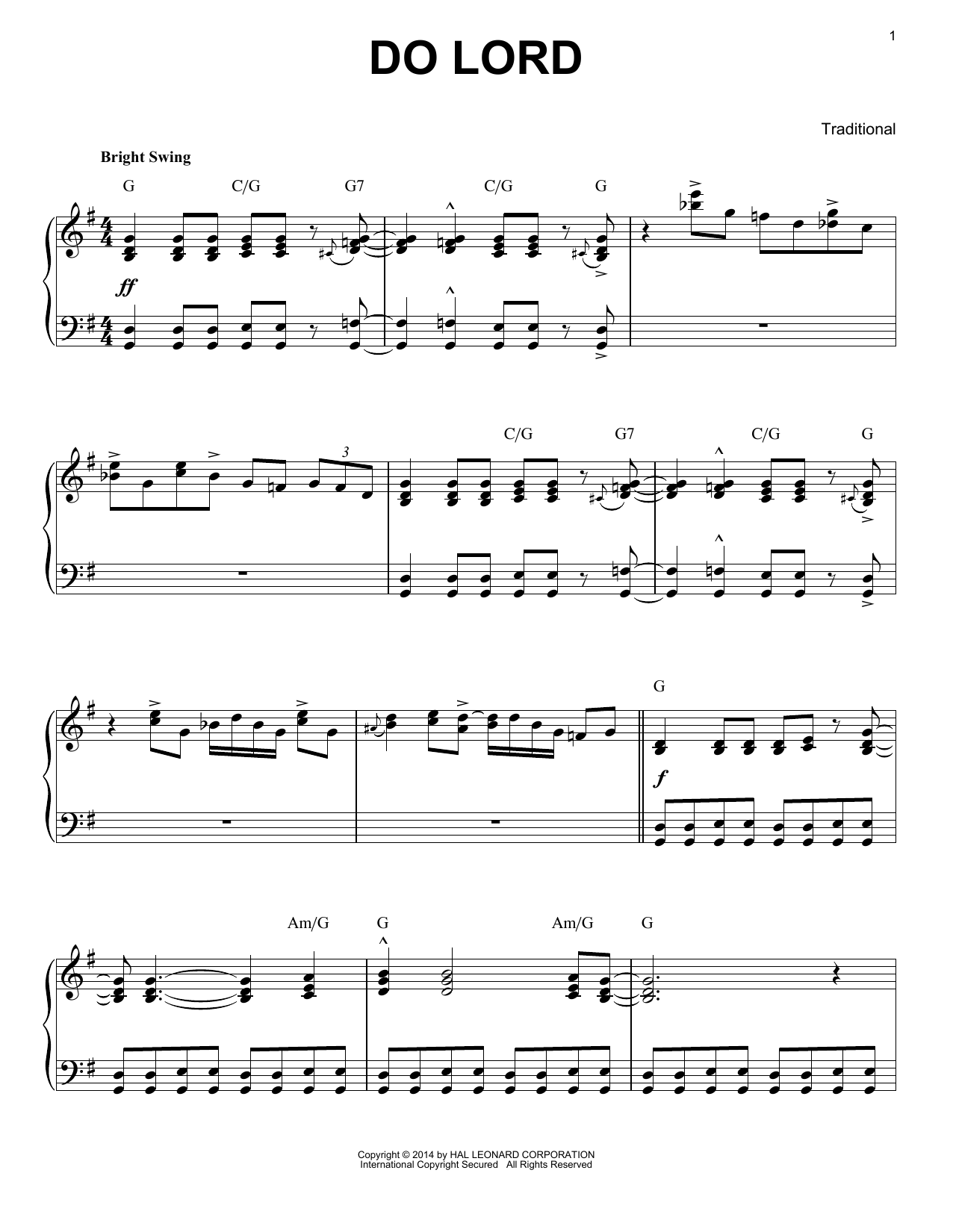 Traditional Do Lord [Jazz version] (arr. Brent Edstrom) sheet music notes and chords. Download Printable PDF.