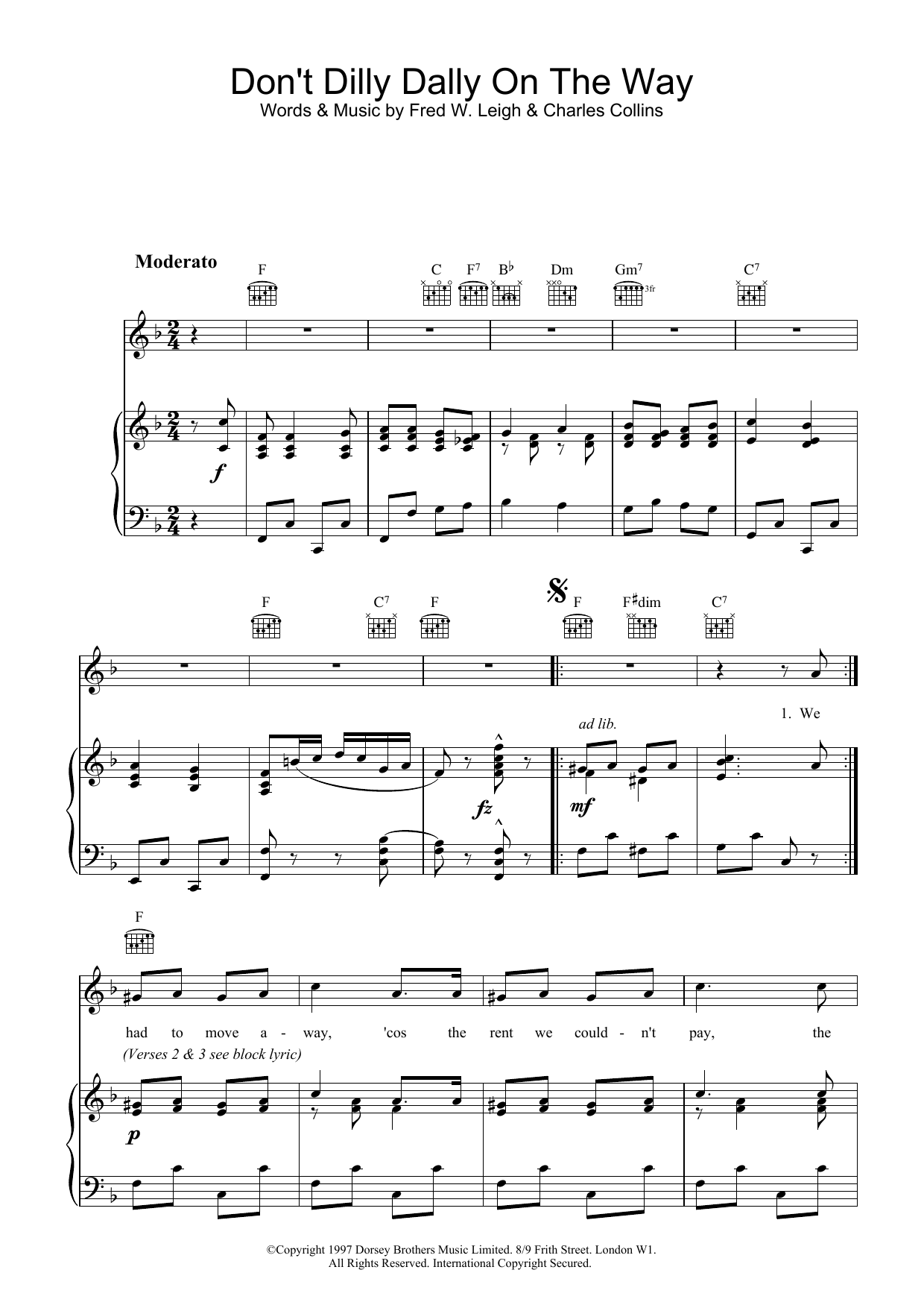 Traditional Don't Dilly Dally On The Way sheet music notes and chords. Download Printable PDF.