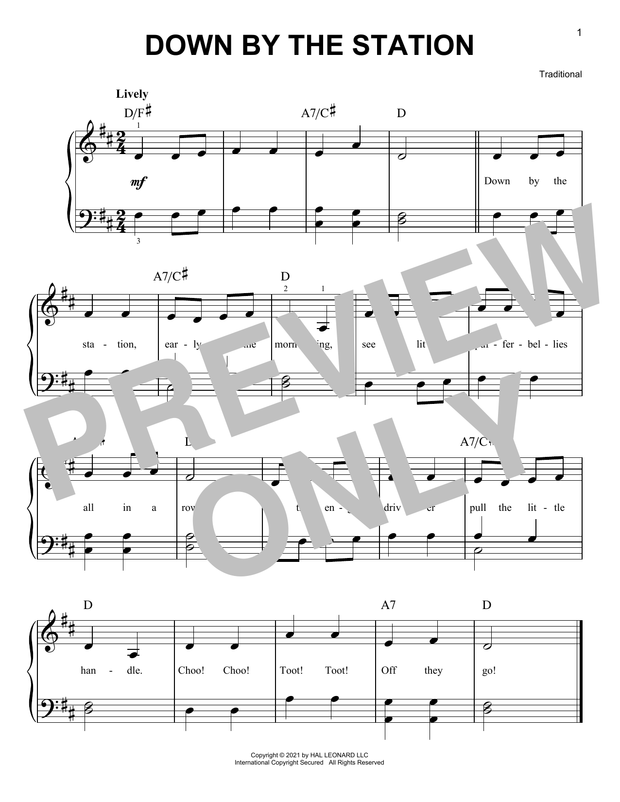 Traditional Down By The Station sheet music notes and chords. Download Printable PDF.