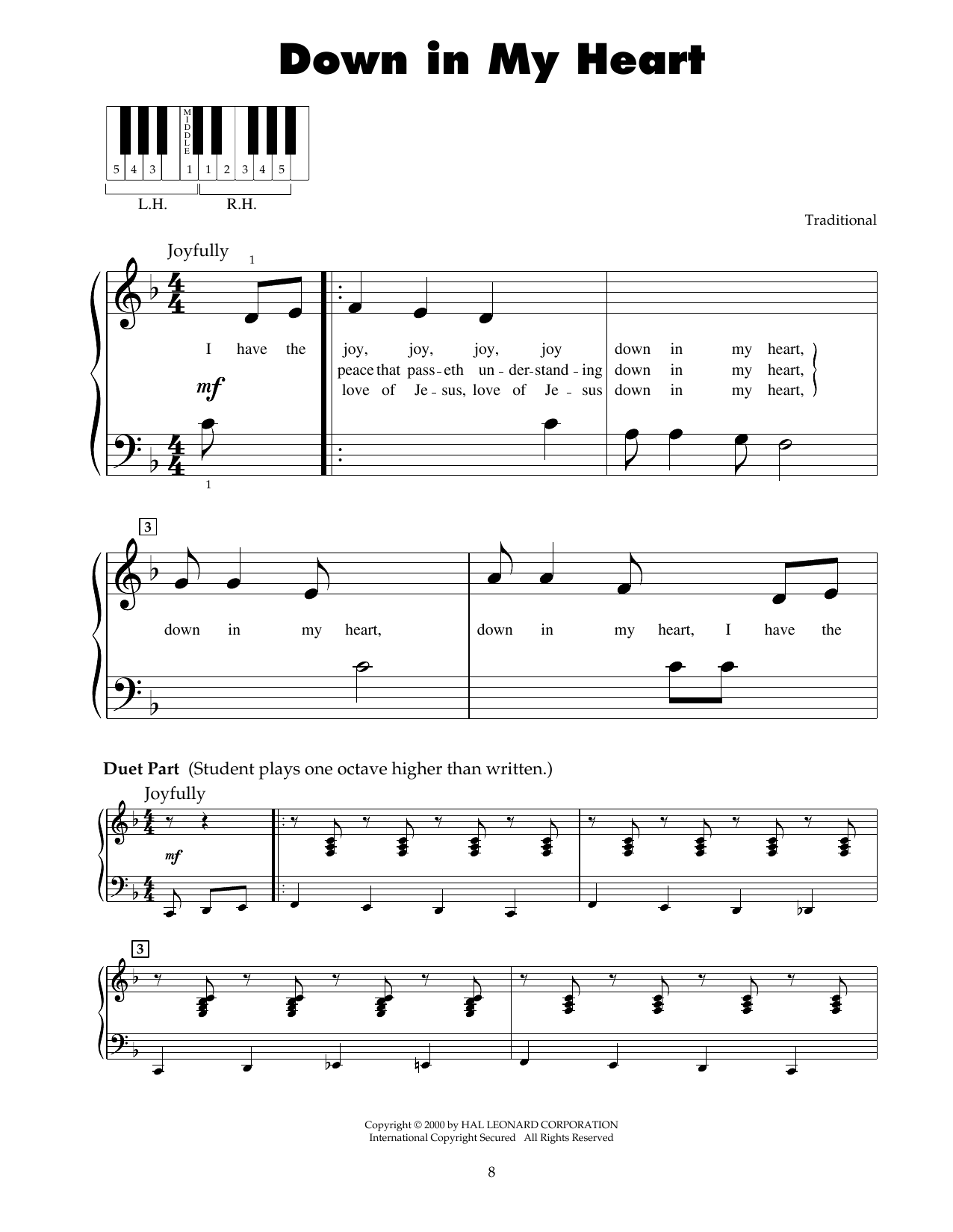 Traditional Down In My Heart sheet music notes and chords. Download Printable PDF.