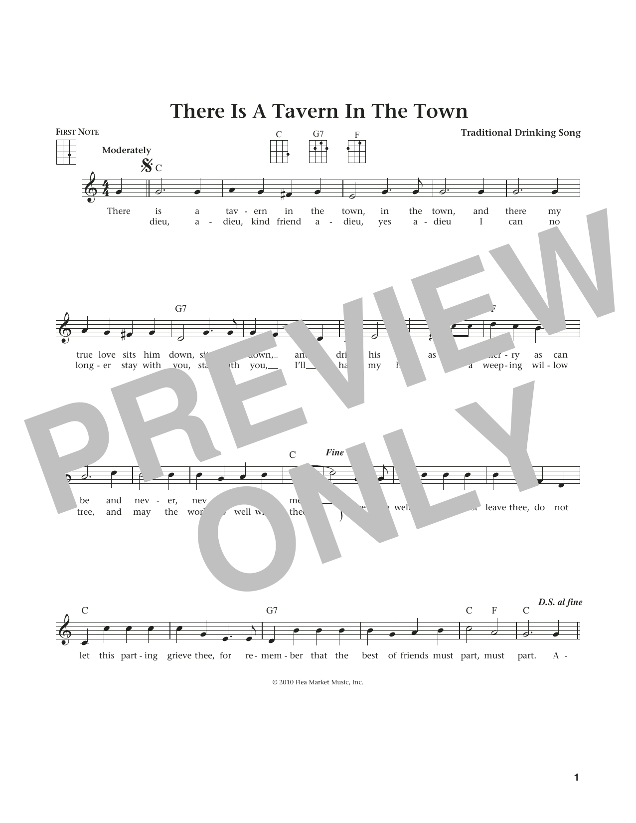 Learn to play Traditional Drinking Song There Is A Tavern In The Town (from The Daily Ukulele) (arr. Liz and Jim Beloff) sheet music for Ukulele in minutes. Price: 5.9900$ Traditional Drinking Song There Is A Tavern In The Town (from The Daily Ukulele) (arr. Liz and Jim Beloff) sheet music notes and chords arranged for Ukulele