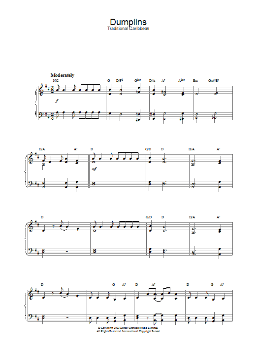 Learn to play Traditional Dumplins sheet music for Piano Solo in minutes. Price: 7.8900$ Traditional Dumplins sheet music notes and chords arranged for Piano Solo