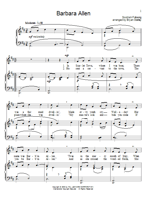 Traditional English Ballad Barbara Allen sheet music notes and chords. Download Printable PDF.