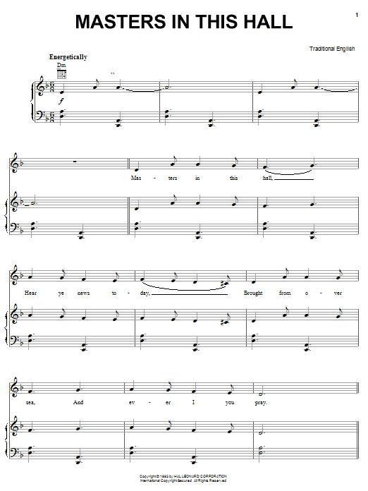 Learn to play Traditional Carol Masters In This Hall sheet music for Piano, Vocal & Guitar Chords (Right-Hand Melody) in minutes. Price: 7.8900$ Traditional Carol Masters In This Hall sheet music notes and chords arranged for Piano, Vocal & Guitar Chords (Right-Hand Melody)