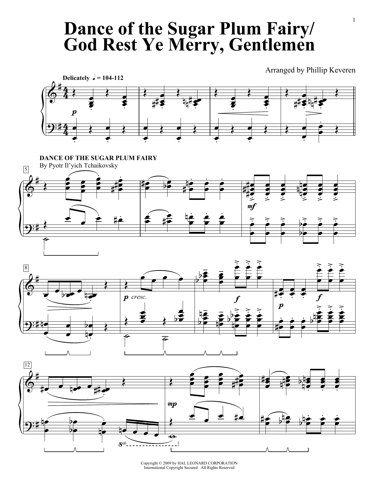 Traditional English Carol Dance Of The Sugar Plum Fairy/God Rest Ye Merry, Gentlemen (arr. Phillip Keveren) sheet music notes and chords. Download Printable PDF.