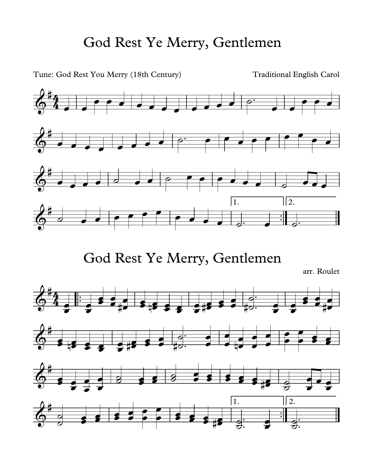 Traditional English Carol God Rest Ye Merry Gentlemen (arr. Patrick Roulet) sheet music notes and chords. Download Printable PDF.