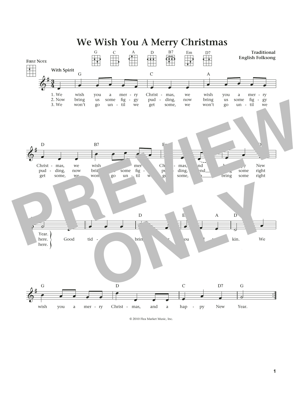 Traditional English Folksong We Wish You A Merry Christmas (from The Daily Ukulele) (arr. Liz and Jim Beloff) sheet music notes and chords. Download Printable PDF.