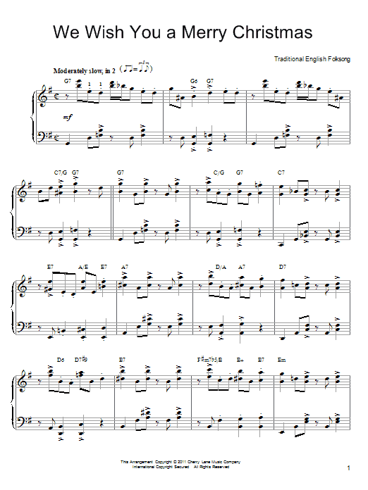 Learn to play Traditional English Folksong We Wish You A Merry Christmas sheet music for Piano Solo in minutes. Price: 7.8900$ Traditional English Folksong We Wish You A Merry Christmas sheet music notes and chords arranged for Piano Solo