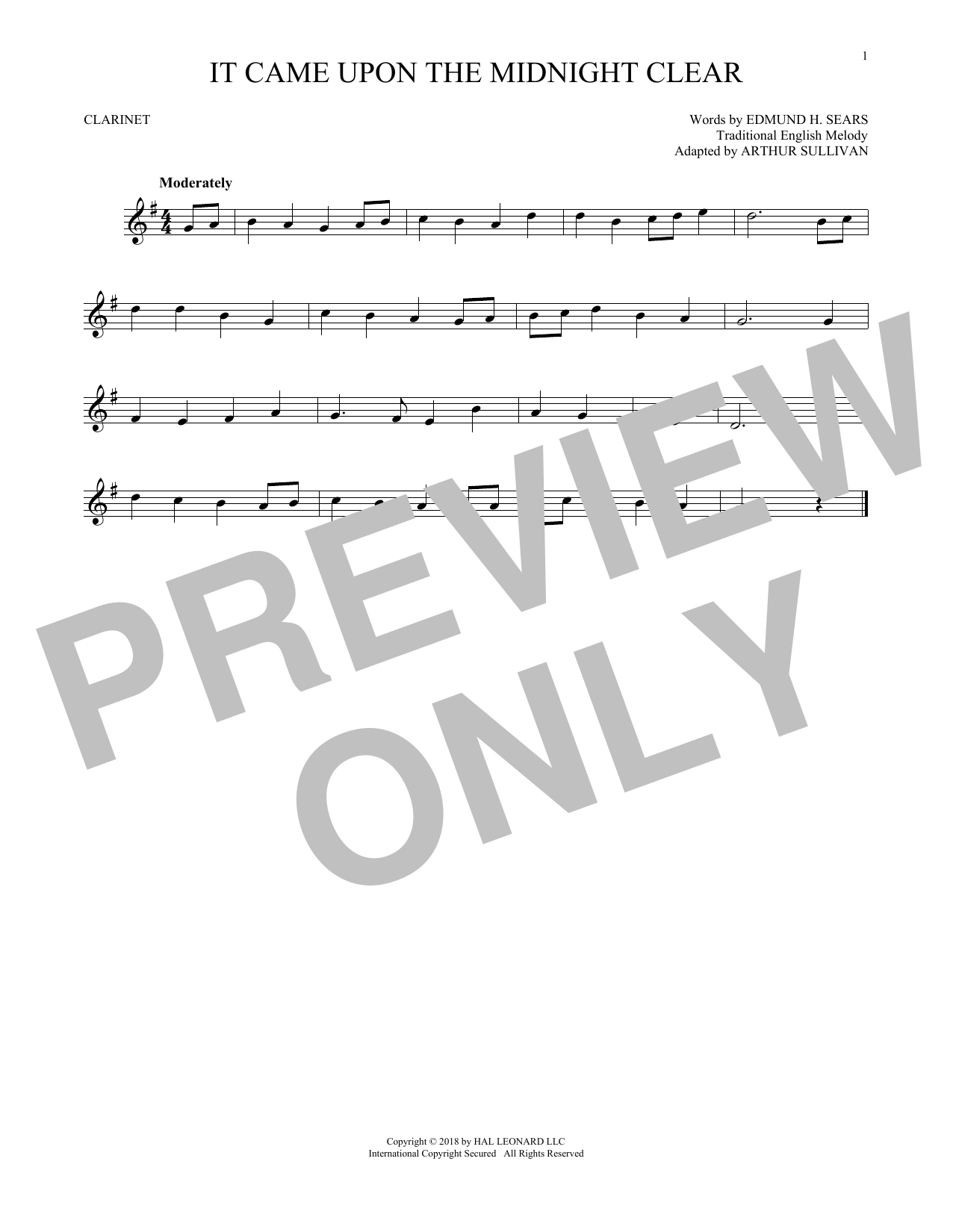 Traditional English Melody It Came Upon The Midnight Clear sheet music notes and chords. Download Printable PDF.