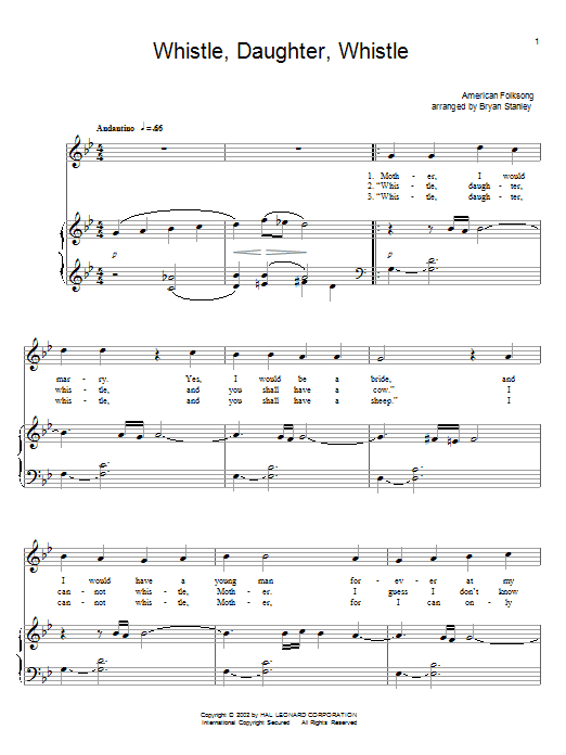 Learn to play Traditional Folksong Whistle, Daughter, Whistle sheet music for Piano & Vocal in minutes. Price: 7.8900$ Traditional Folksong Whistle, Daughter, Whistle sheet music notes and chords arranged for Piano & Vocal