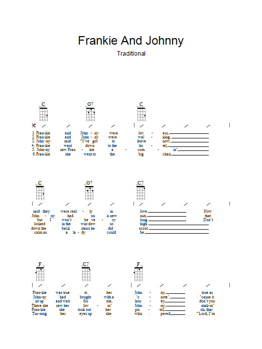 Traditional Frankie And Johnny sheet music notes and chords. Download Printable PDF.