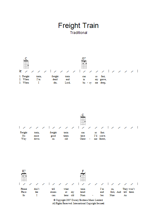 Traditional Freight Train sheet music notes and chords. Download Printable PDF.