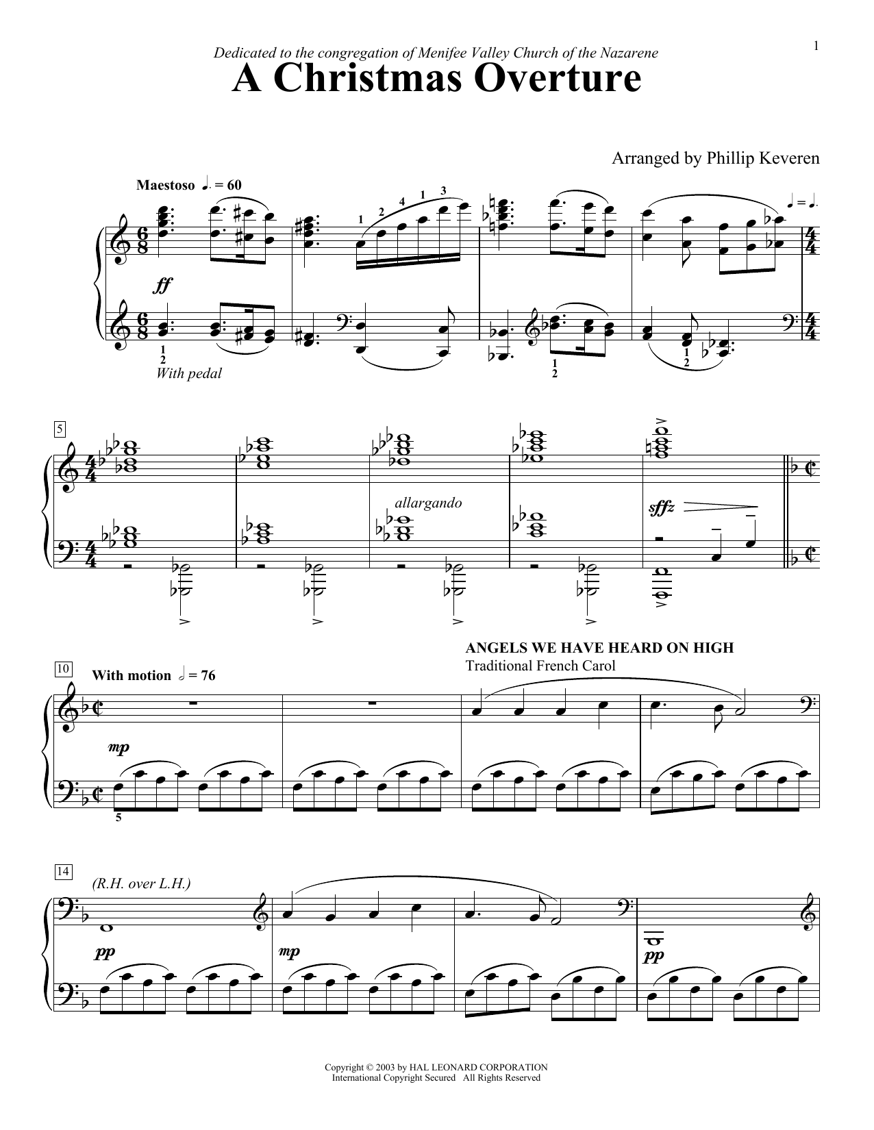 Traditional French Carol A Christmas Overture (arr. Phillip Keveren) sheet music notes and chords. Download Printable PDF.