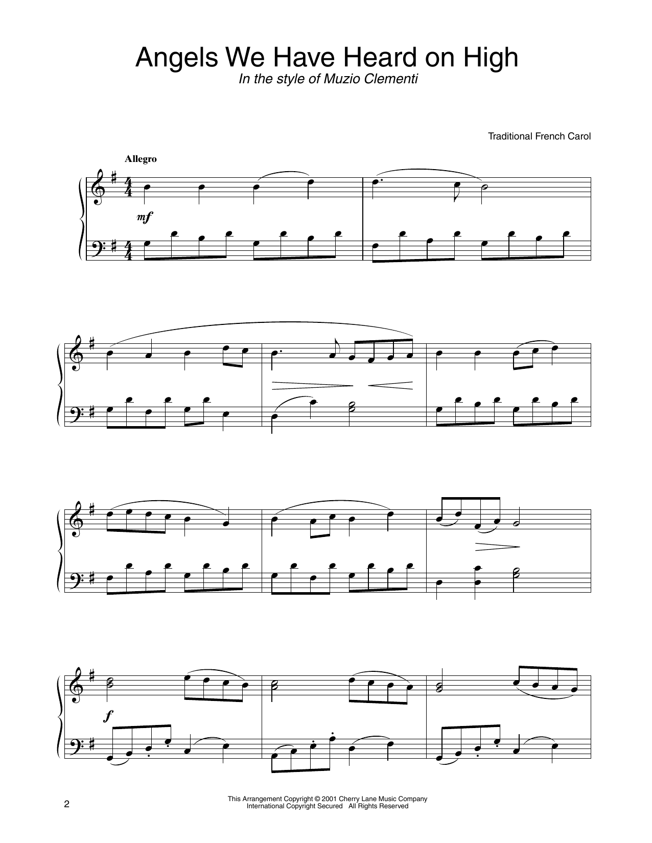 Learn to play Traditional French Carol Angels We Have Heard On High (in the style of Clementi) (arr. Carol Klose) sheet music for Piano Solo in minutes. Price: 7.8900$ Traditional French Carol Angels We Have Heard On High (in the style of Clementi) (arr. Carol Klose) sheet music notes and chords arranged for Piano Solo