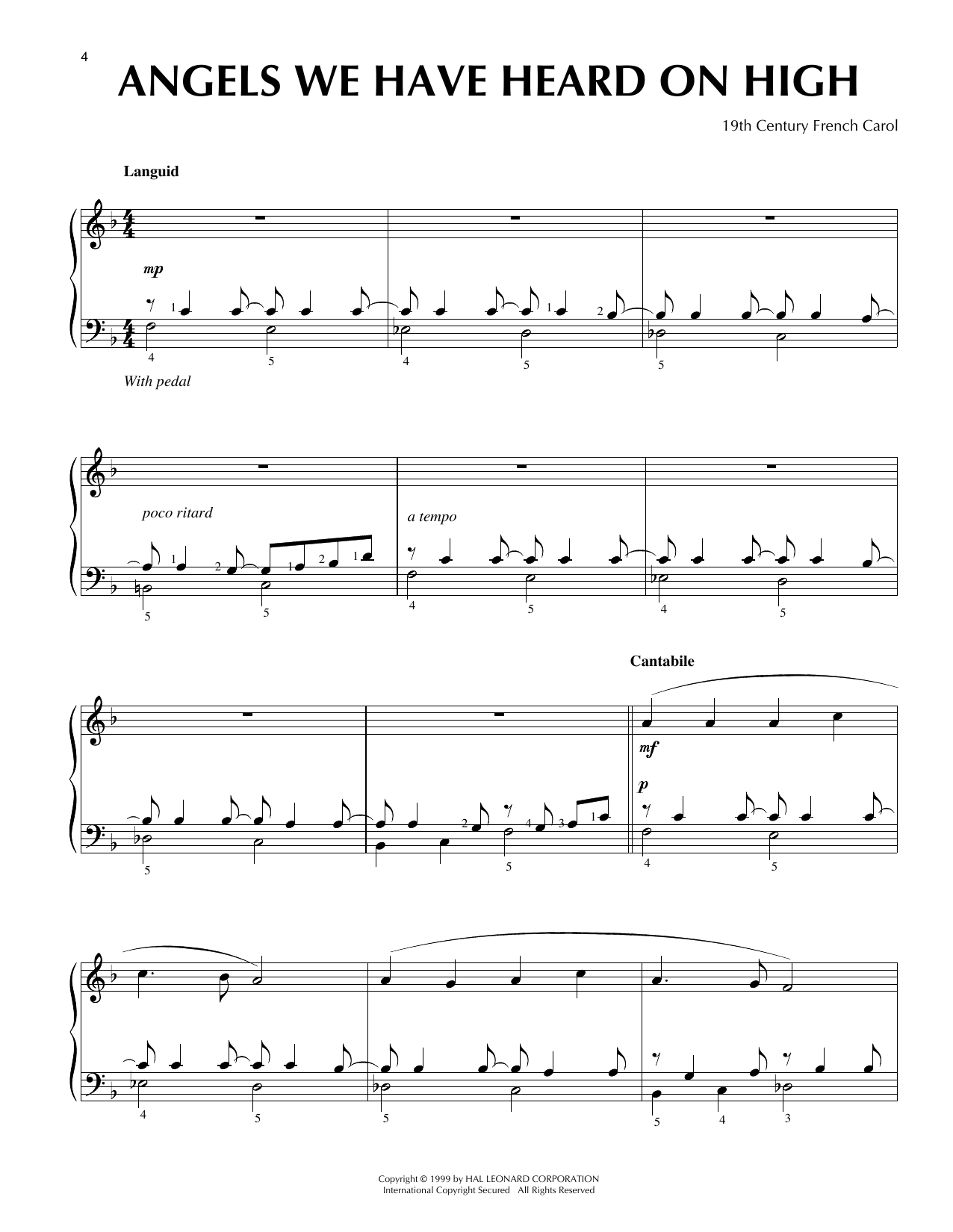 Traditional French Carol Angels We Have Heard On High [Jazz version] (arr. Frank Mantooth) sheet music notes and chords arranged for Piano Solo