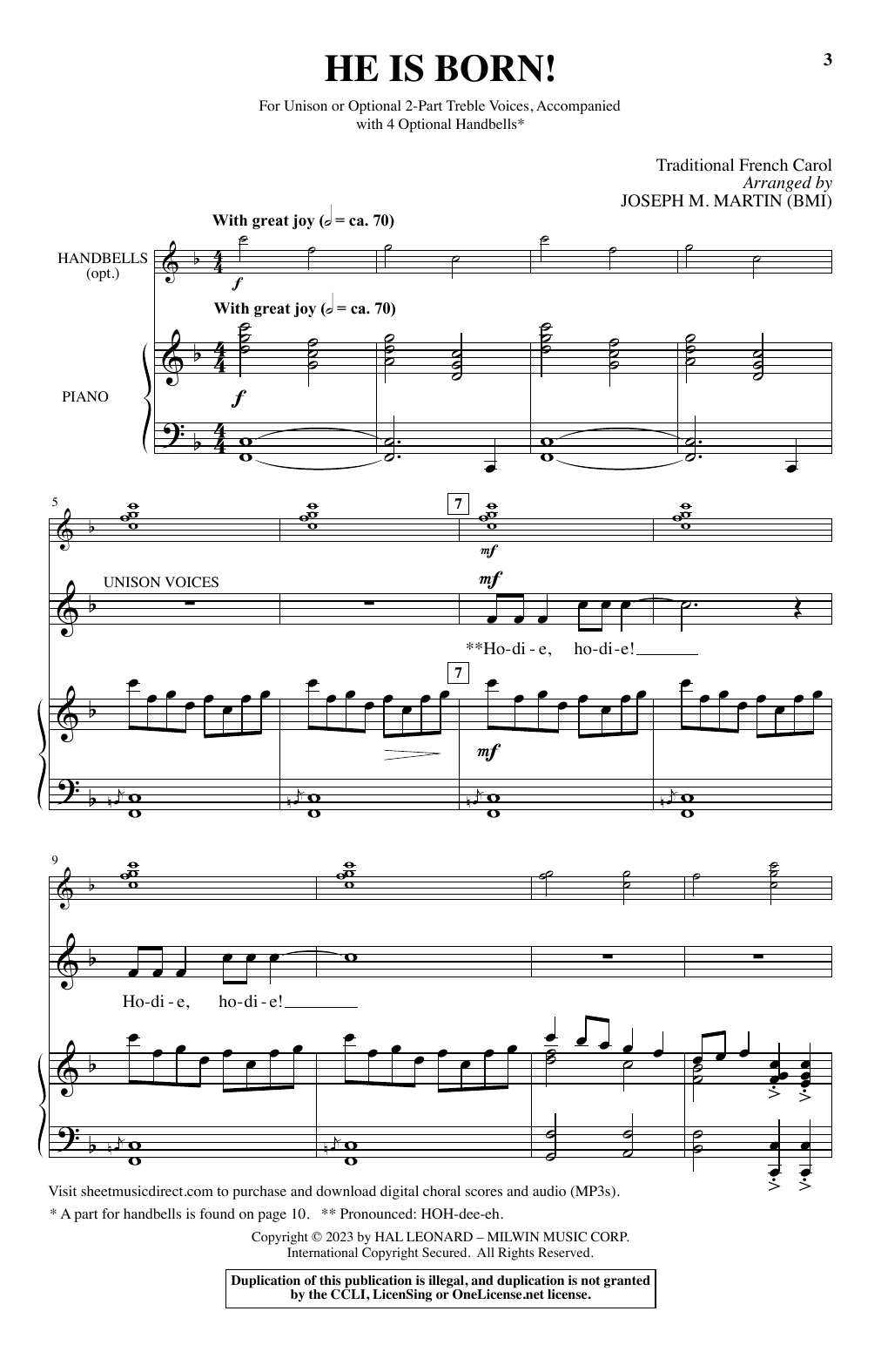 Traditional French Carol He Is Born! (arr. Joseph M. Martin) sheet music notes and chords. Download Printable PDF.